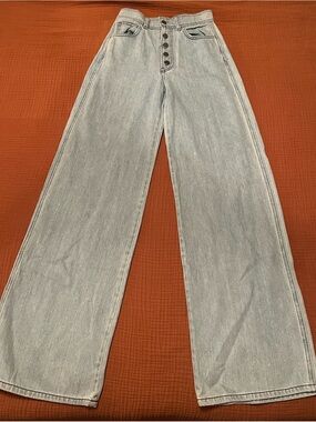 Reformation Light Blue High-Rise Wide Leg Jeans